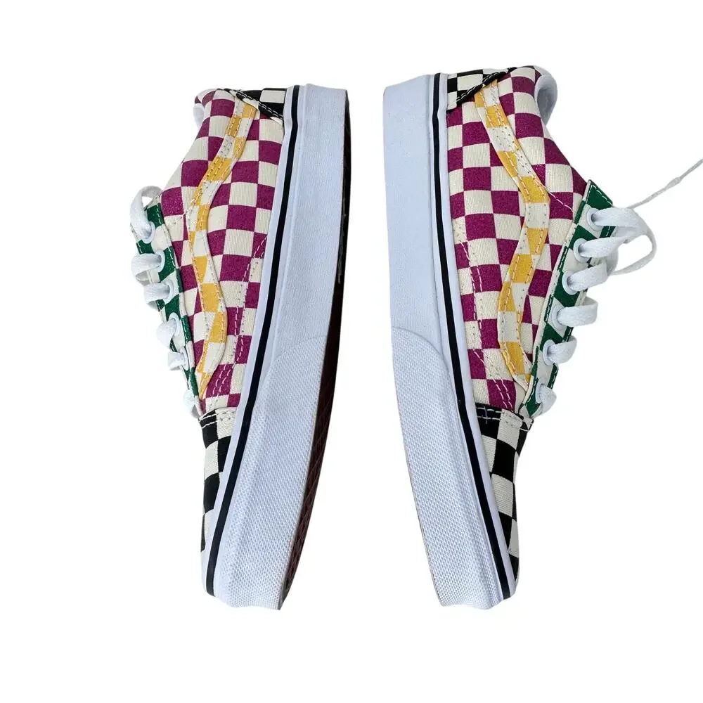 VANS Old Skool Sneakers Unisex Size M4.5 W6 White Multi Glitter Check Lace Up